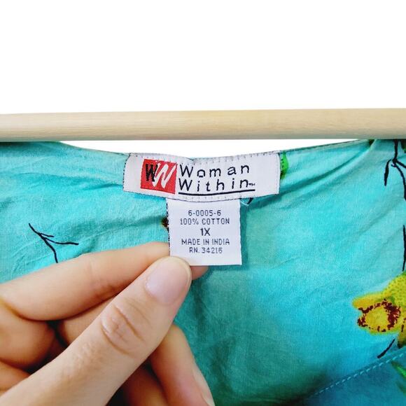 Woman Within Floral Button Bust Short Sleeve 100% Cotton Maxi Dress Size 1X - Picture 5 of 8